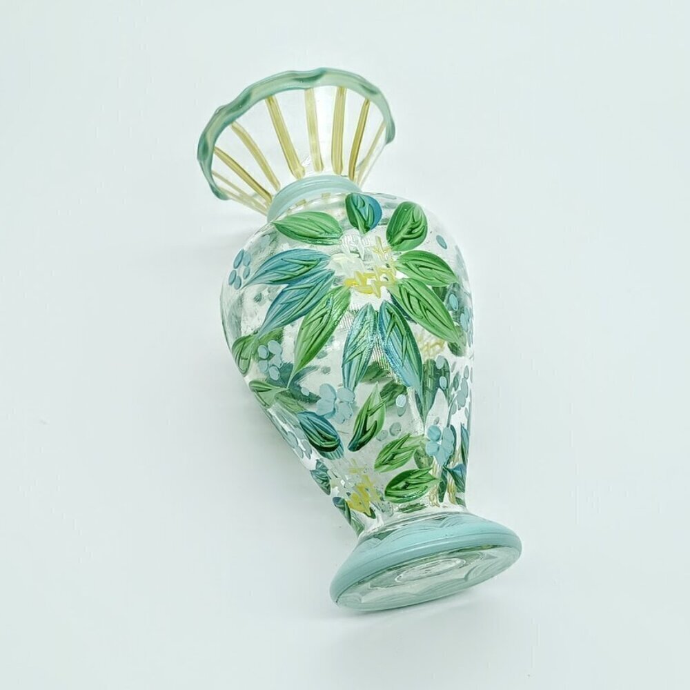 Tracy Porter Madeline Hand-Painted Blue Green Glass Bud Vase - Picture 3 of 5